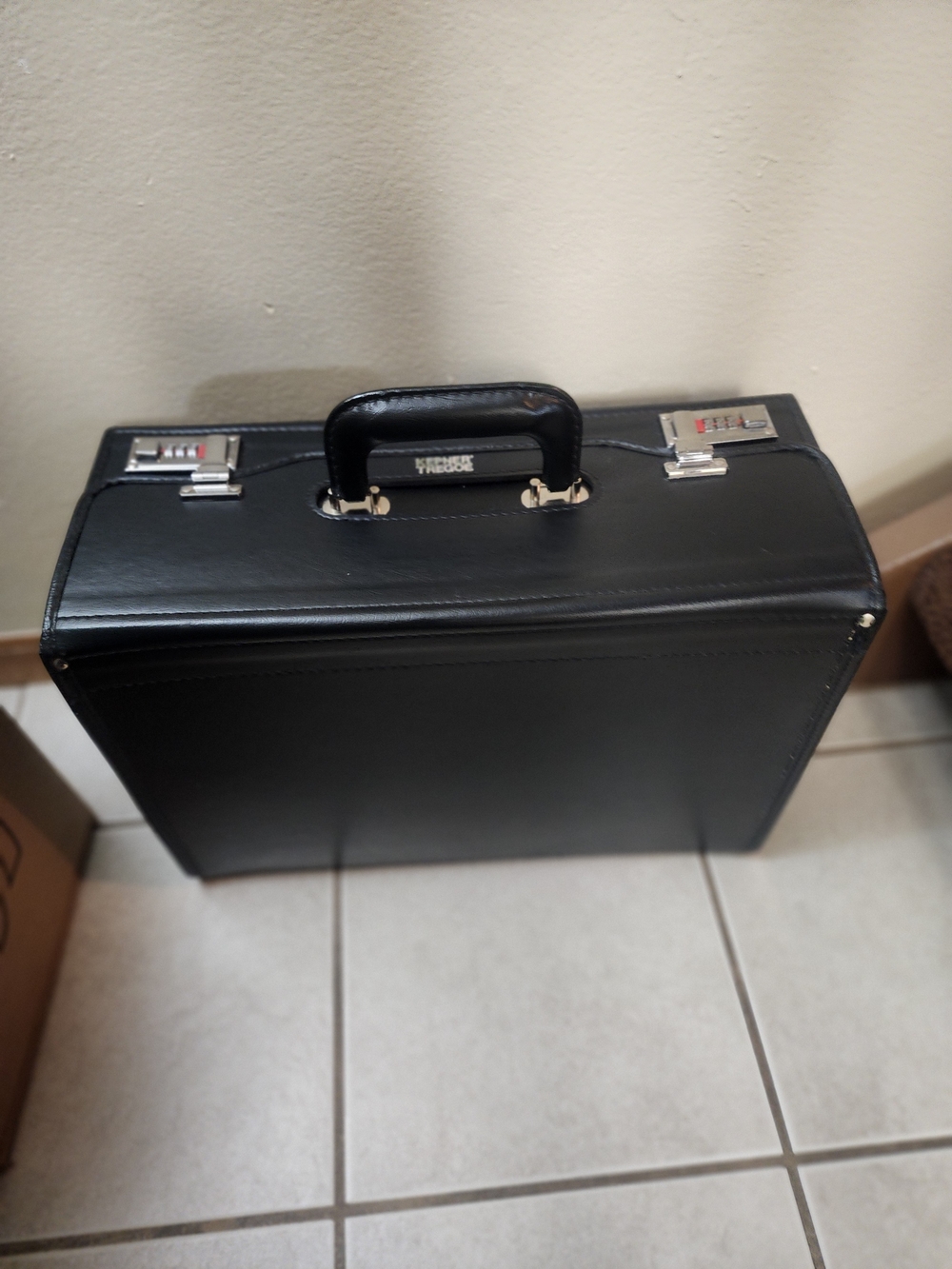 Classic Black Leather Briefcase with Combination Locks